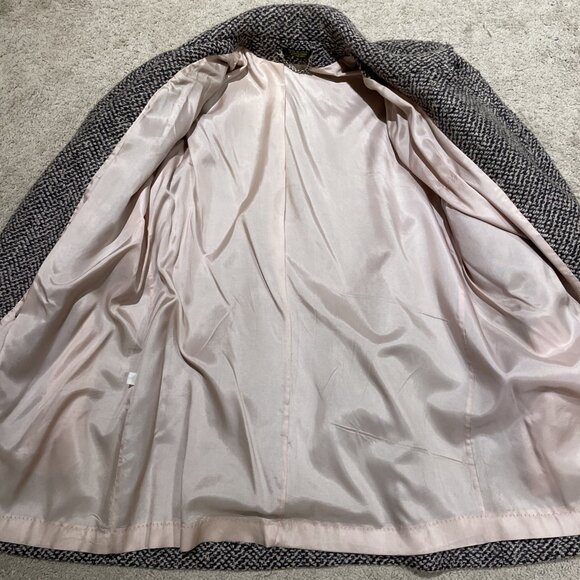 VTG 80s Tweed Double Breasted Coat Jacket Women's M Pastel Pink Puff Sleeves USA - Picture 9 of 13